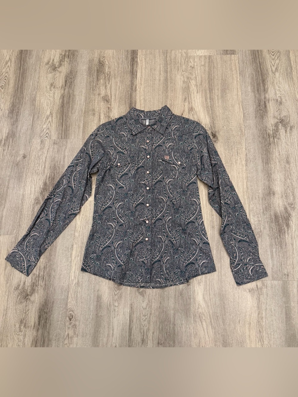 Cinch Paisley Pearl Snap Western Shirt Medium 100%‎ Cotton